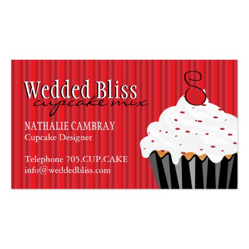 Sassy Red and Black Cupcake Business Card (front side)