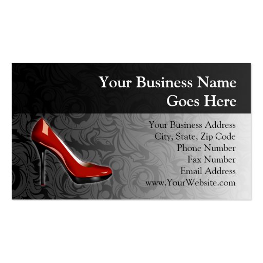 Sassy Red Shoe Business Card Templates (front side)