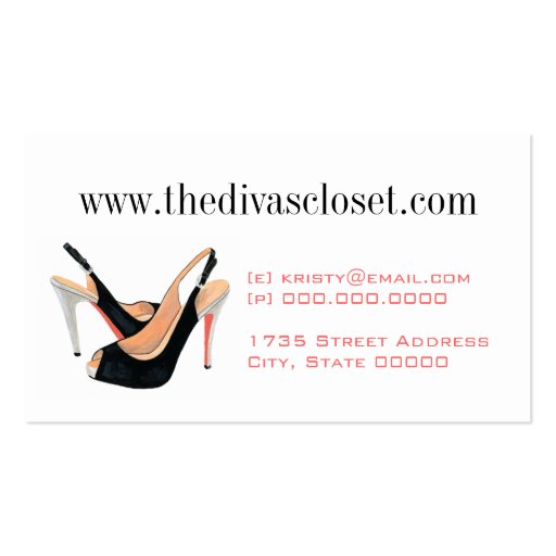 Sassy Shoes Business Card (back side)