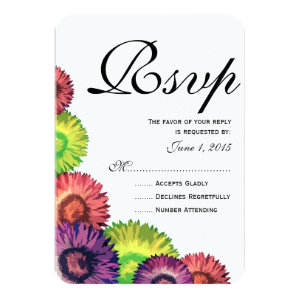 Sassy Spring Flowers Modern Wedding RSVP Card 3.5