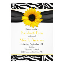 Sassy Sunflower Zebra Print Bachelorette Party Announcements