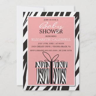 Sassy Zebra Baby Shower Invitation
