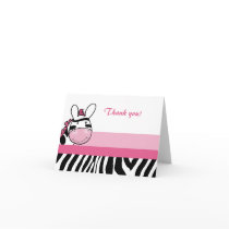 Sassy Zebra Diva Stripe Folded Thank you note Greeting Cards