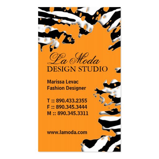 Sassy Zebra Print  Business Card (front side)