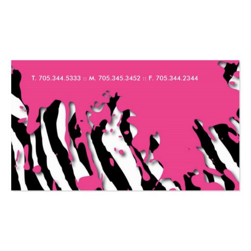 Sassy Zebra Print Business Cards (back side)