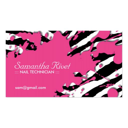 Sassy Zebra Print Business Cards (front side)