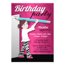Sassy Zebra Print Girl Birthday Party Invitations