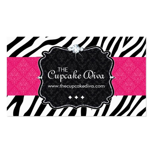 Sassy Zebra Stripe Cupcake Business Card (front side)