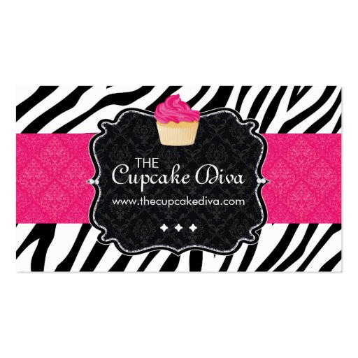 Sassy Zebra Stripe Cupcake Business Card