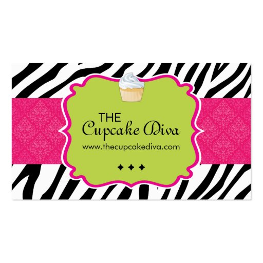 Sassy Zebra Stripe Cupcake Business Card