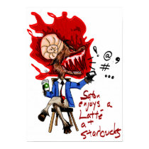 Satan Enjoys a Latte at Starbucks posters