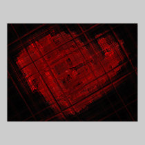 Satellite Stained Glass in Blood Red posters
