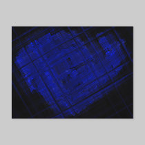 Satellite Stained Glass in Bold Blue postcards