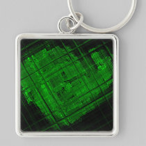 Satellite Stained Glass in Bright Green keychains