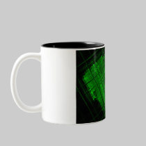 Satellite Stained Glass in Bright Green mugs