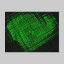 Satellite Stained Glass in Bright Green postcards