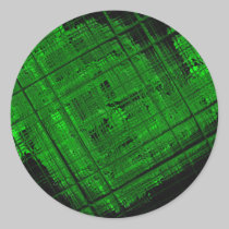 Satellite Stained Glass in Bright Green stickers