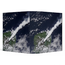 Satellite view of a thick, steam-rich plume binders