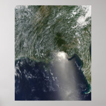 Satellite view of an oil spill posters
