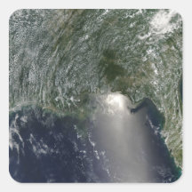 Satellite view of an oil spill sticker
