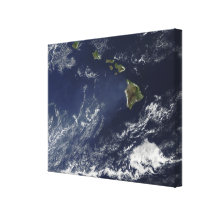Satellite view of volcanic fog stretched canvas print