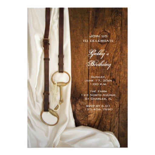 Satin and Horse Bit Country Birthday Party Invite