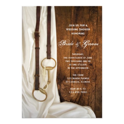 Satin and Horse Bit Country Wedding Shower Invite