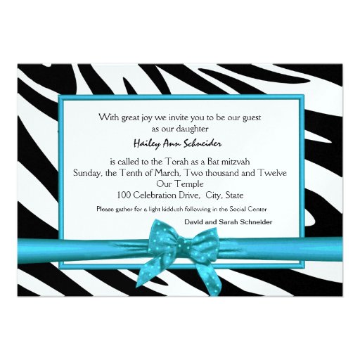 Satin and Stripes Bat Mitzvah Custom Invitations