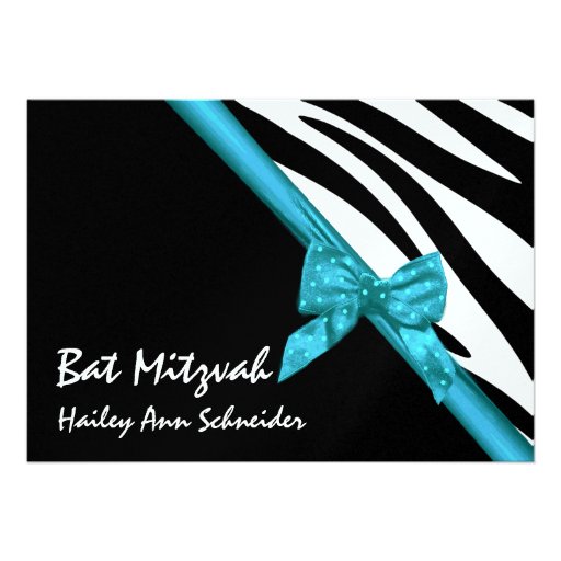 Satin and Stripes Bat Mitzvah Custom Invitations