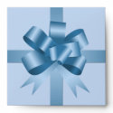 Satin blue bow ribbon party holiday gift square CD envelope