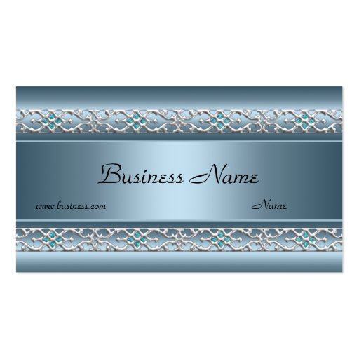 Satin Blue Silver Trim Elegant Business Card