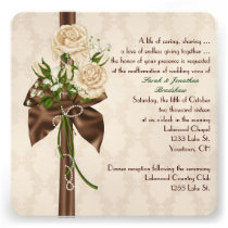 Satin Bow and Roses Vow Renewal Personalized Announcement