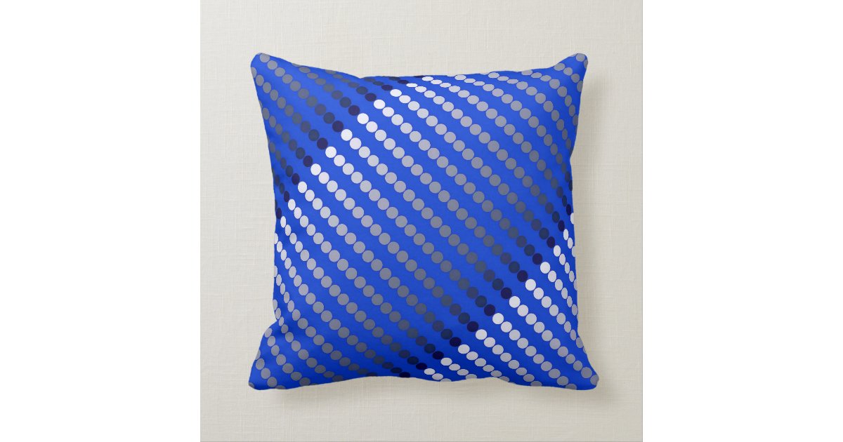 Satin dots cobalt blue and pewter throw pillow Zazzle
