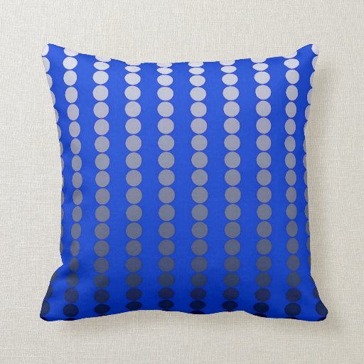 Satin dots - cobalt blue and pewter throw pillows Zazzle