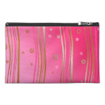 Satin Gold on Pink and Blue Travel Accessory Bags