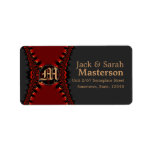 Satin Gothic Monogram Red Black Address Label