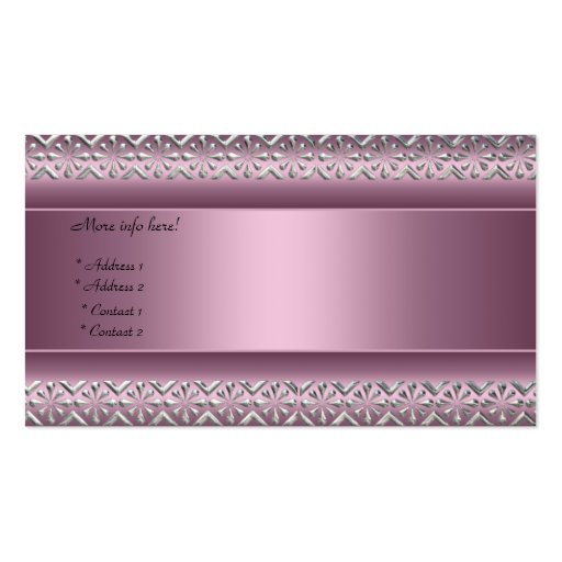 Satin Pink Silver Trim Elegant Business Card 2 (back side)