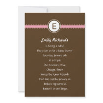 Satin Ribbon Baby Shower Invitation - in Pink