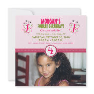 Satin Ribbon Butterfly Birthday Party Invite: pink invitation