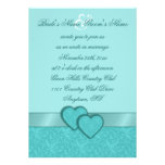 Satin Ribbon & Damask Hearts Wedding Invitation