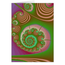 Satin Seashell Spiral Fractal Greeting Cards