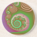 Satin Seashell Spiral Fractal Coasters