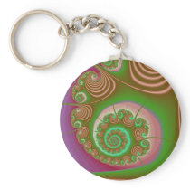 Satin Seashell Spiral Fractal Keychains