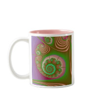 Satin Seashell Spiral Fractal Mugs