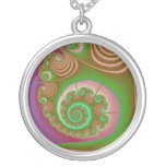 Satin Seashell Spiral Fractal Pendant