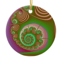 Satin Seashell Spiral Fractal Christmas Ornaments
