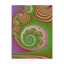 Satin Seashell Spiral Fractal Postcards