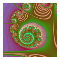 Satin Seashell Spiral Fractal Poster