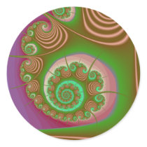 Satin Seashell Spiral Fractal Stickers