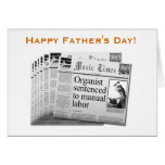 Satirical organist Father's Day card cards